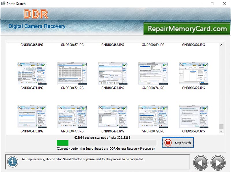 Screenshot of Digital Camera Photo Recovery Tool