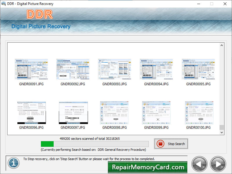 Screenshot of Formated Camera Recovery Software
