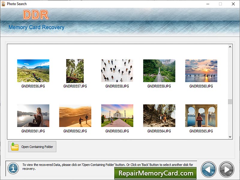 Screenshot of Memory Card Recovery Program