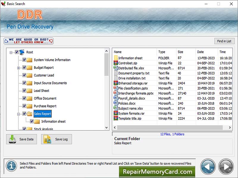 Screenshot of Pen Drive Data Recovery Application