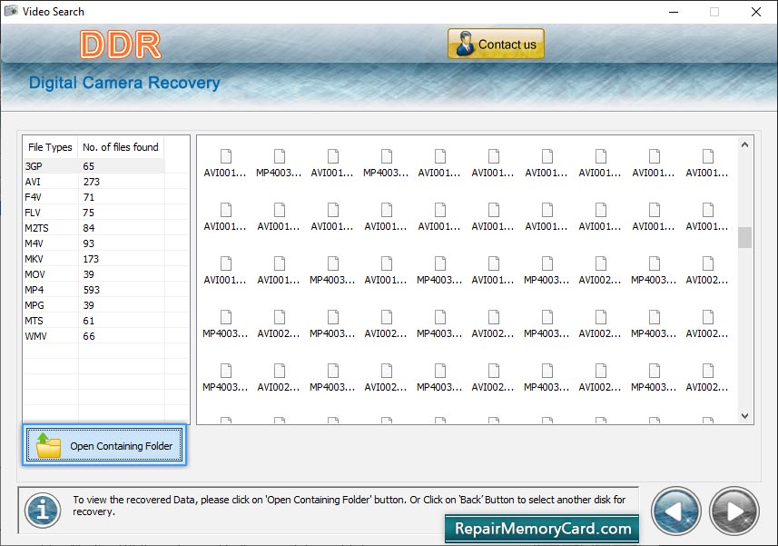 View recovered data